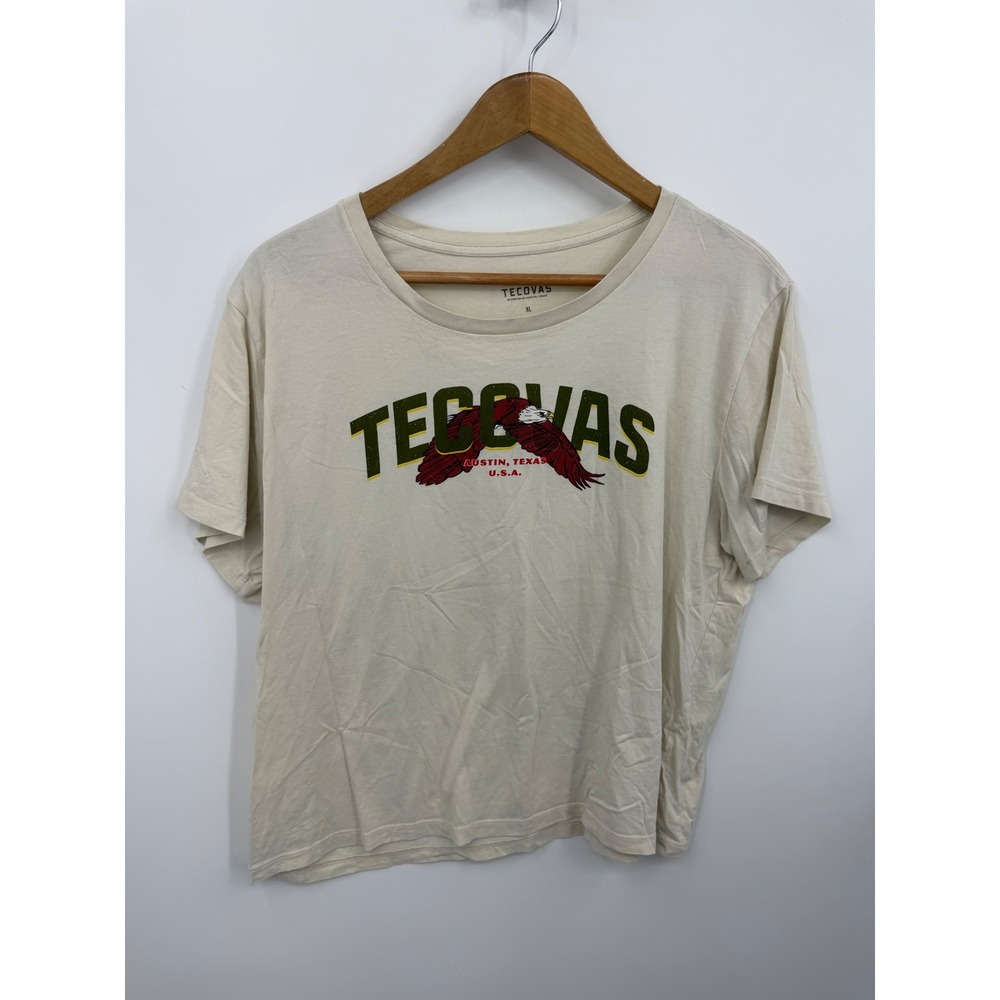 Tecovas Eagle Graphic T-Shirt Women XL Cream Pima Cotton Austin Texas Tee